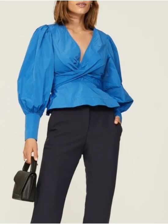 Veronica Beard Tops - Veronica Beard Seema Long Sleeve Crisscross Blouse In Bluebell Sz 8